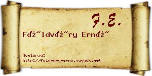 Földváry Ernő névjegykártya